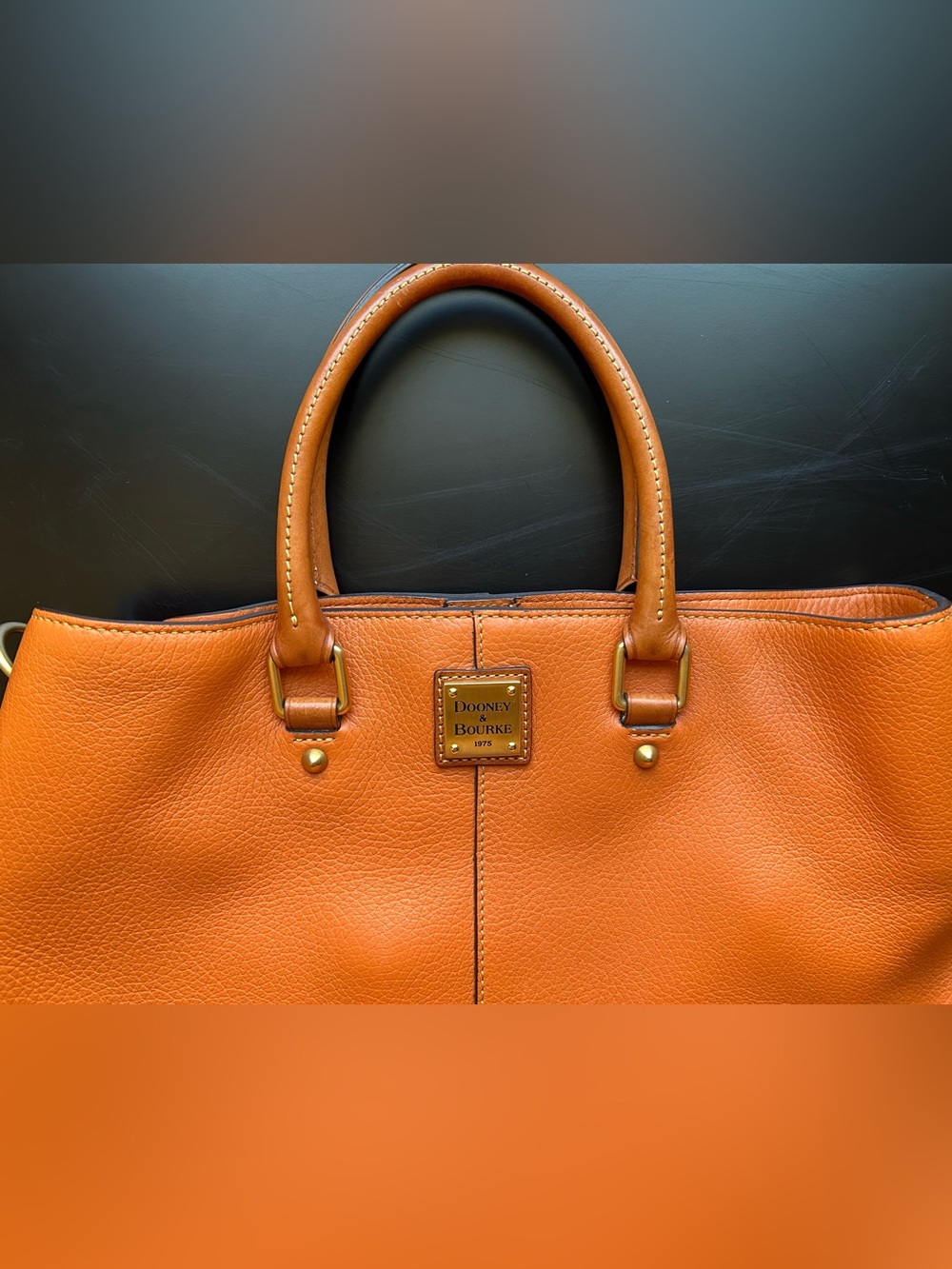Dooney & Bourke Orange Leather Tote Bag - Picture 5 of 9